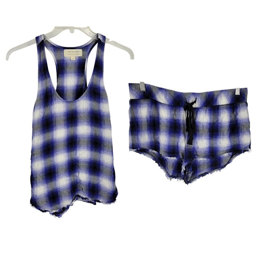 Cloth & Stone Pajama set Multicolor Plaid Tank Top Shorts Soft Medium